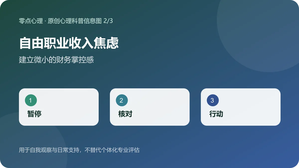 自由职业收入焦虑：建立微小的财务掌控感信息图