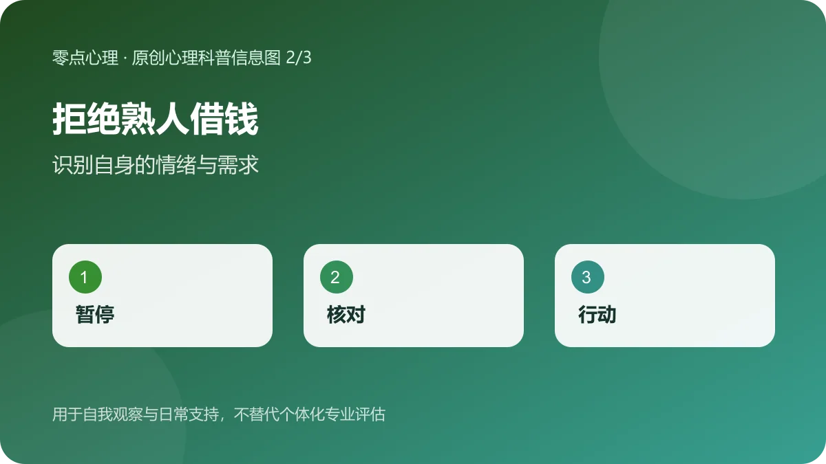 拒绝熟人借钱：识别自身的情绪与需求信息图