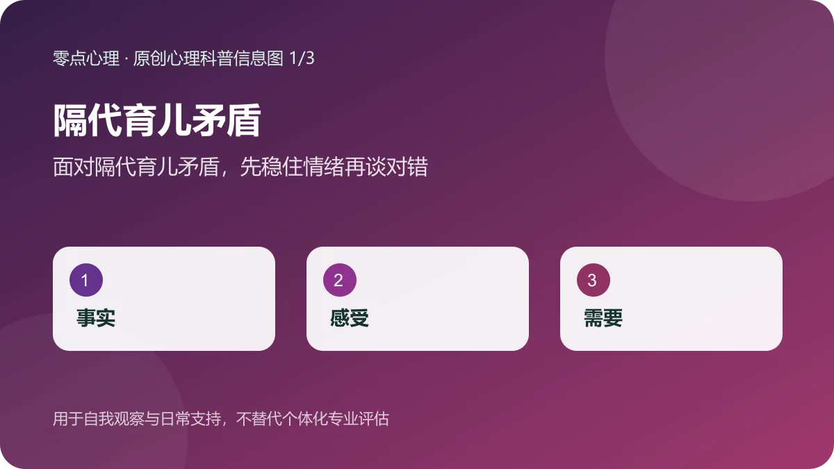 隔代育儿矛盾：面对隔代育儿矛盾，先稳住情绪再谈对错信息图