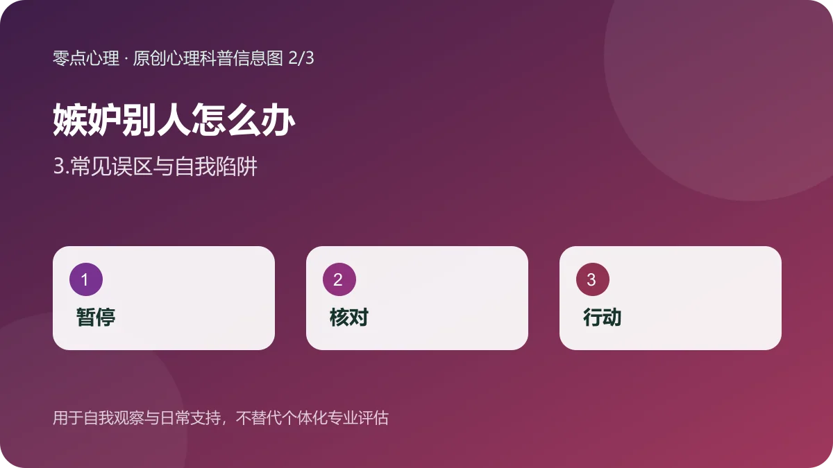 嫉妒别人怎么办：3.常见误区与自我陷阱信息图