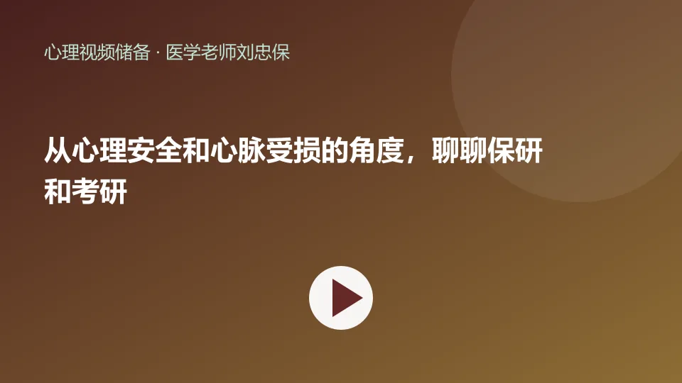 从心理安全和心脉受损的角度，聊聊保研和考研视频封面